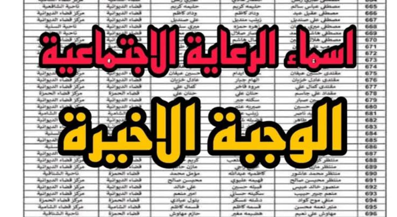 أسماء الرعاية الاجتماعية الوجبة الاخيرة Pdf لعام 2024 عبر منصة مظلتي spa.gov.iq