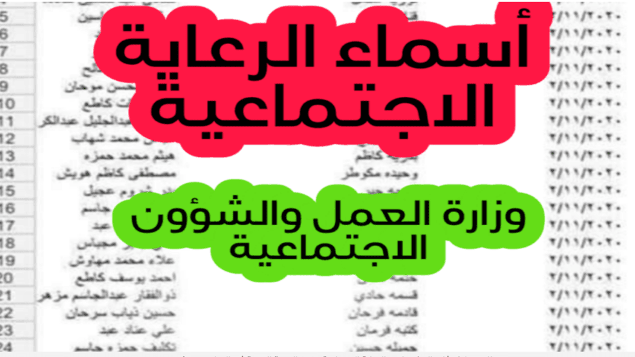 وزارة العمل والشؤون.. تعلن شلون تستعلم عن أسماء المشمولين بالرعاية الاجتماعية 2024