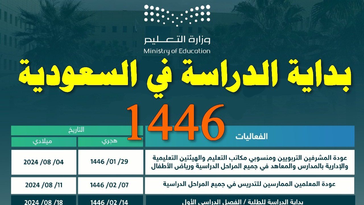 خبر سار لطلابنا الأعزاء.. موعد بداية الدراسة 1446 للعام الدراسي الجديد في المملكة ومواعيد الإجازاة الرسمية