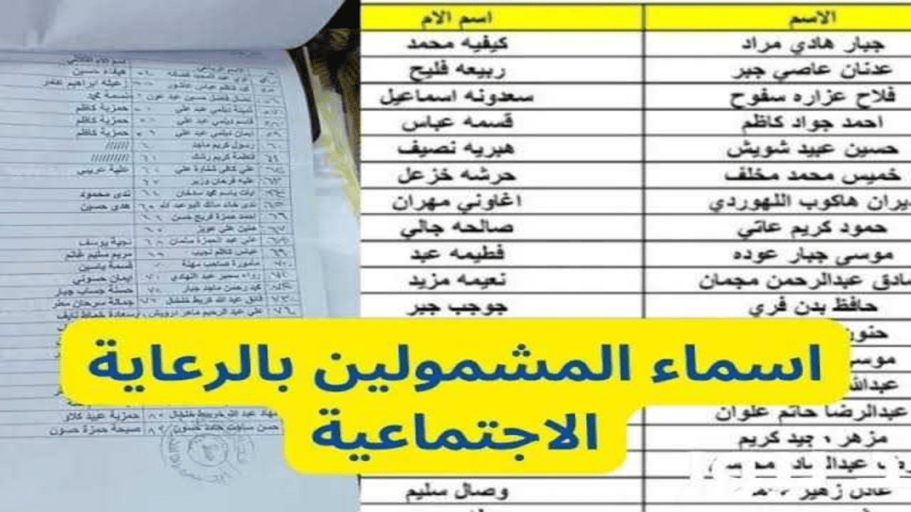 مبروك للمقبولين أسماء المشمولين بالرعاية الاجتماعية الوجبة الأخيرة 2024 الكشوفات pdf عبر مظلتي