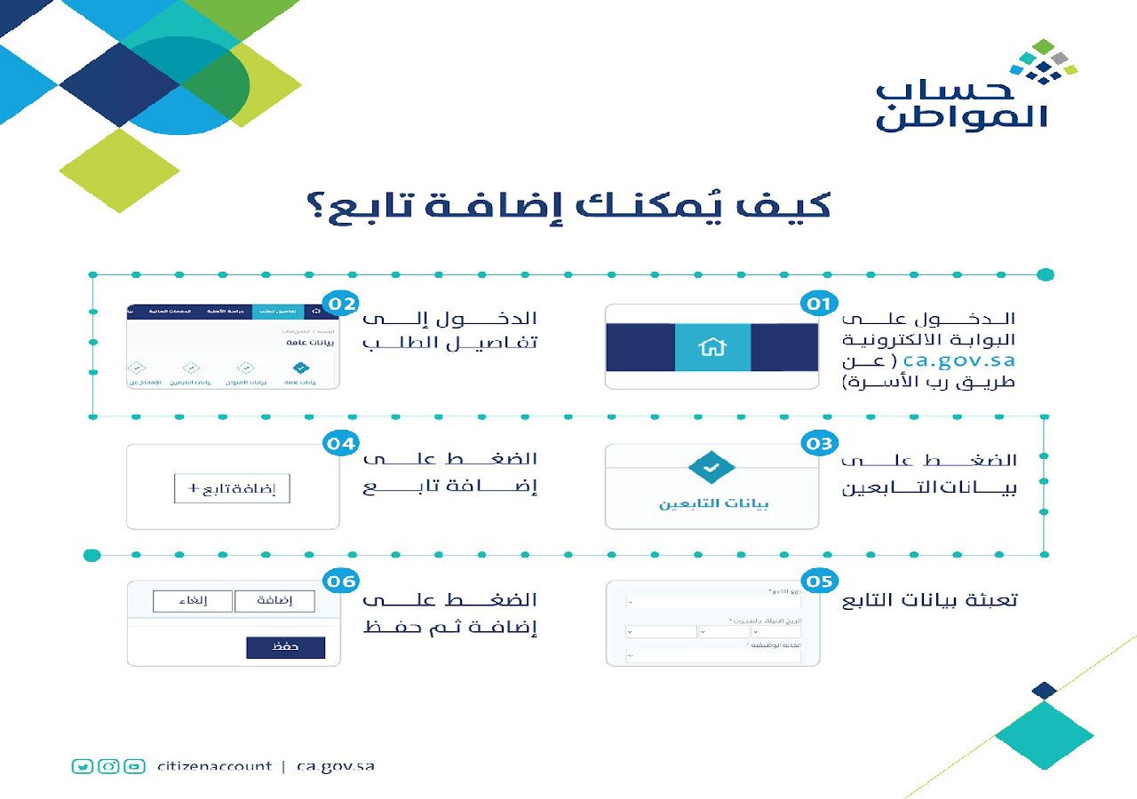 إضافة تابع في حساب المواطن