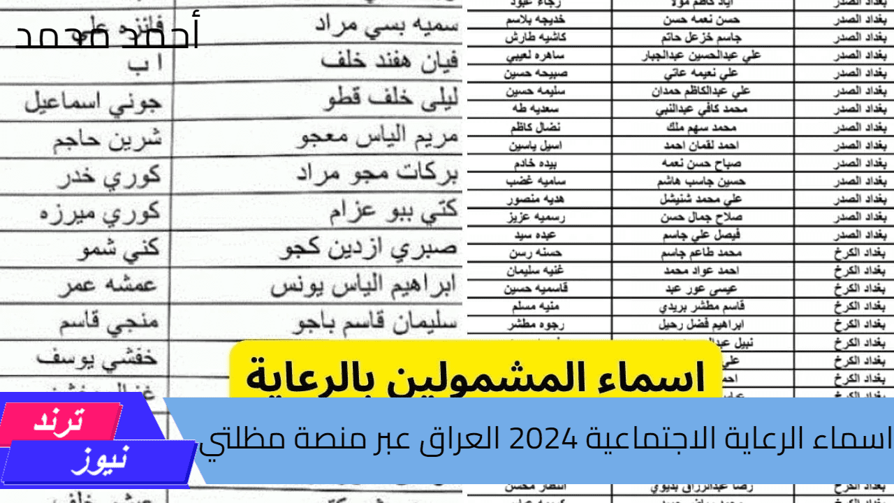 اسماء الرعاية الاجتماعية 2024 العراق عبر منصة مظلتي استعلم بكل سهوله الآن