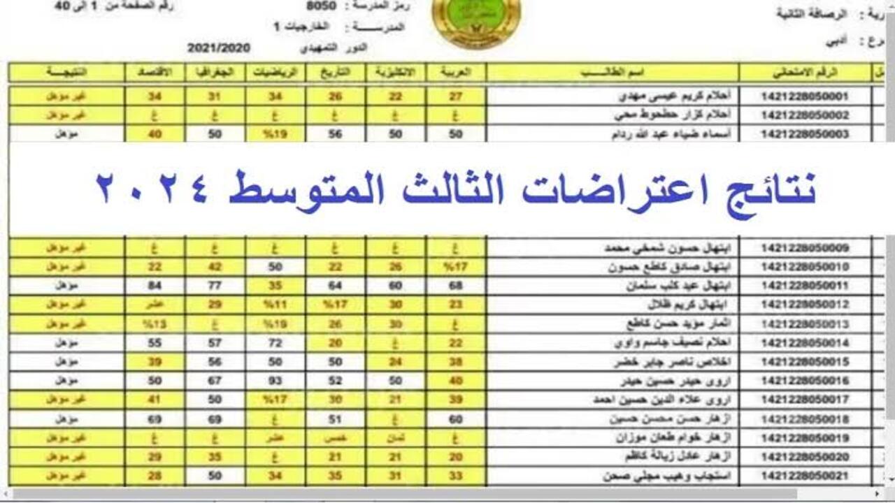 بالخطوات كيفية الاستعلام عن نتائج اعتراضات الثالث المتوسط 2024 الدور الأول في العراق