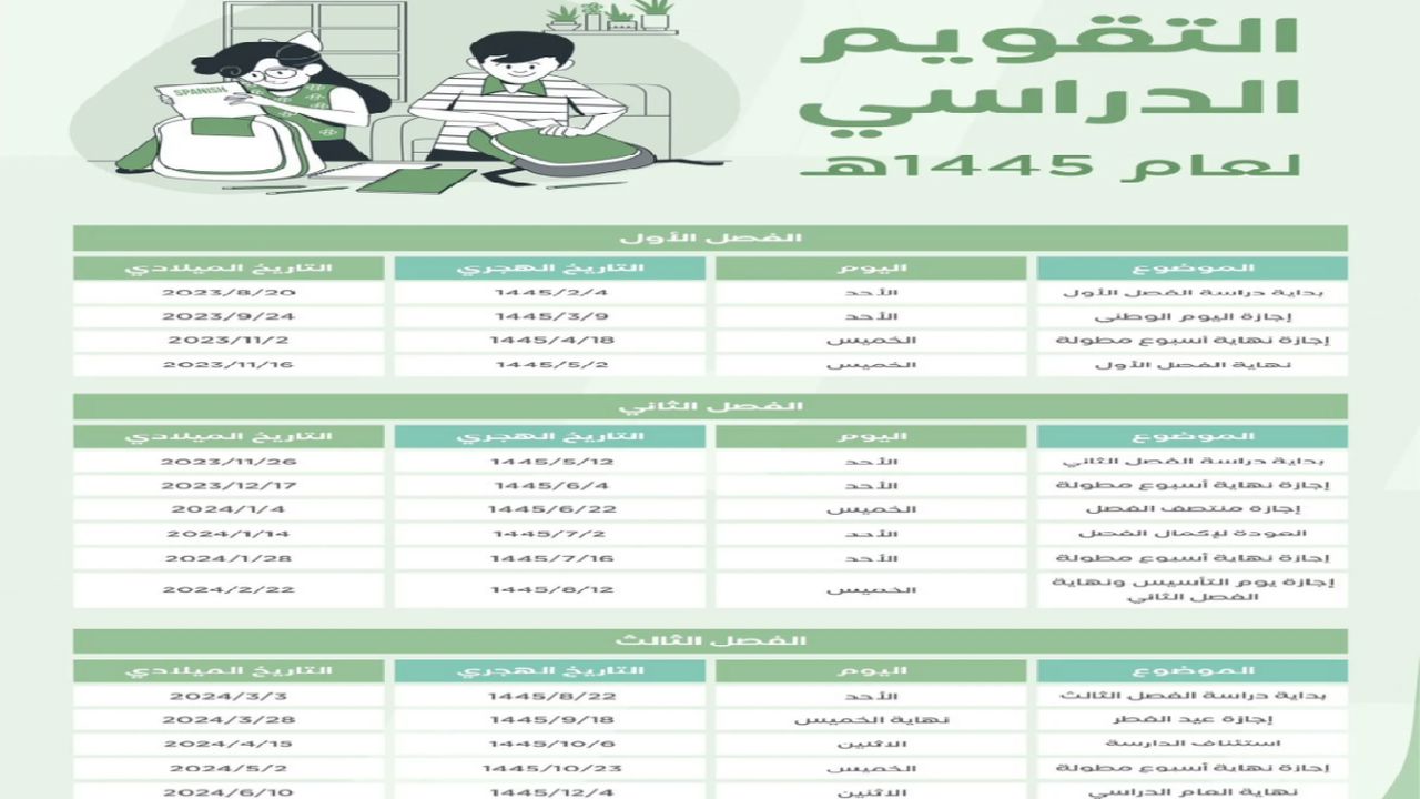 ‎التقويم الدراسي 1446 بعد التعديل