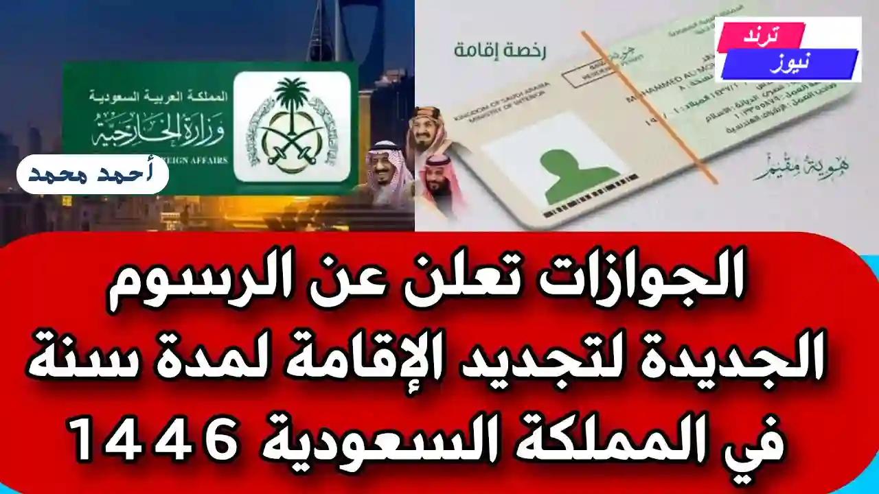 كم ستدفع.. الرسوم الجديدة لتجديد الإقامة لمدة سنة في المملكة السعودية 1446