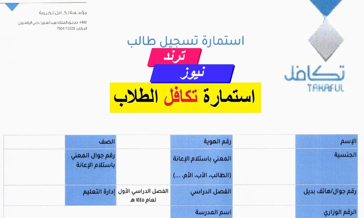 “مؤسسة تكافل الخيرية”.. كيفية تسجيل استمارة طالب في تكافل 2024 وشروط التسجيل