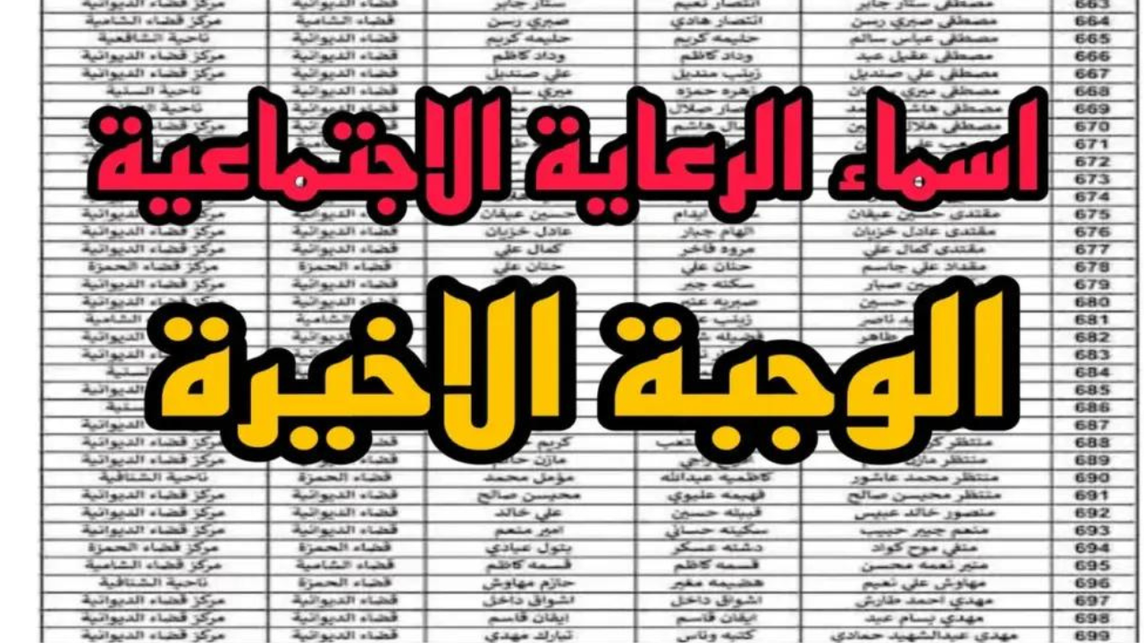 خطوات الاستعلام عن أسماء المشمولين بالرعاية الاجتماعية الوجبة الأخيرة 2024