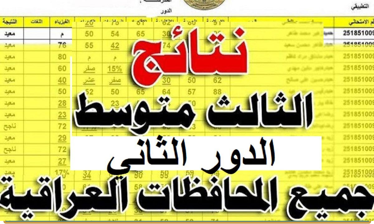 “هسة” استعلم عن نتائج الثالث متوسط الدور الثاني بجميع المحافظات 2024 PDF