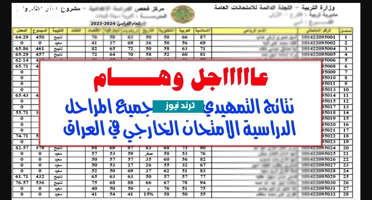 عـــرض الدرجـــات :: نتائج السادس الابتدائي التمهيدي 2025 موقع نتائجنا كـــل المحافظات pdf