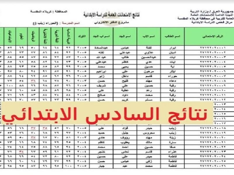 رابط نتائج التمهيدي السادس الابتدائي 2025 محافظة الكرخ الثانية