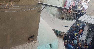 أول صور لموقع انهيار عقار سكنى من 4 طوابق فى إمبابة