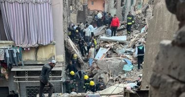 شاهد آثار انهيار عقار إمبابة وسط عمليات البحث عن ناجين تحت الأنقاض