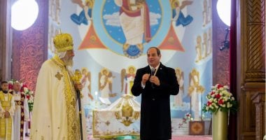الرئيس السيسى من كاتدرائية ميلاد المسيح: لن نسمح لأحد يضر بعلاقتنا.. صور