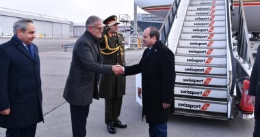 الرئيس السيسى يصل مطار زيورخ الدولى للمشاركة فى أعمال منتدى دافوس