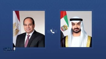 السيسي وبن زايد يتناولان اتصالاً هاتفياً مستجدات الأمن الإقليمي ومواجهة التحديات العسكرية