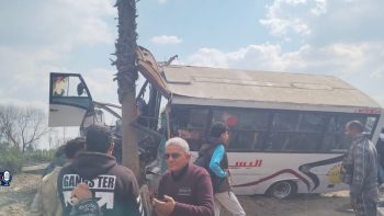 مصرع سائق وإصابة 12 في حادث انقلاب أتوبيس بطريق طنطا المحلة الزراعي