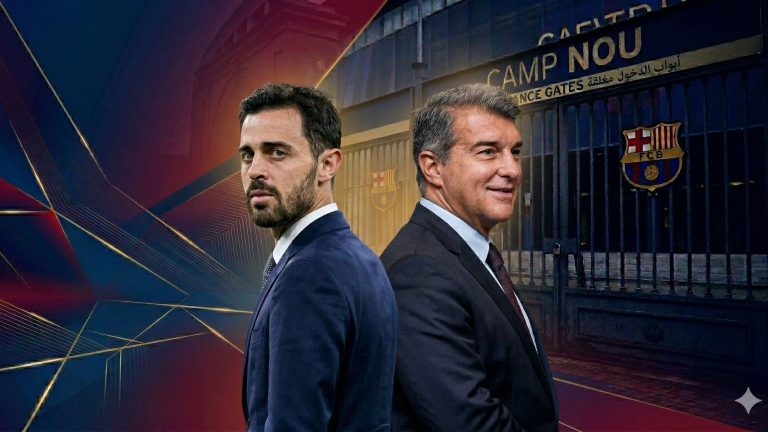 عفوًا برناردو سيلفا: برشلونة لا يحتاج عجوز إضافي.. لابورتا يصيب بشكل نادر في سوق الانتقالات! | العربية Goal.com