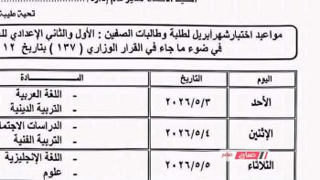 اعتماد جدول امتحان العملي لصفوف النقل بالتربية الخاصة بمحافظة الغربية 2026