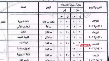 جداول امتحانات الترم الثاني 2026 لجميع المراحل التعليمية بمحافظة قنا