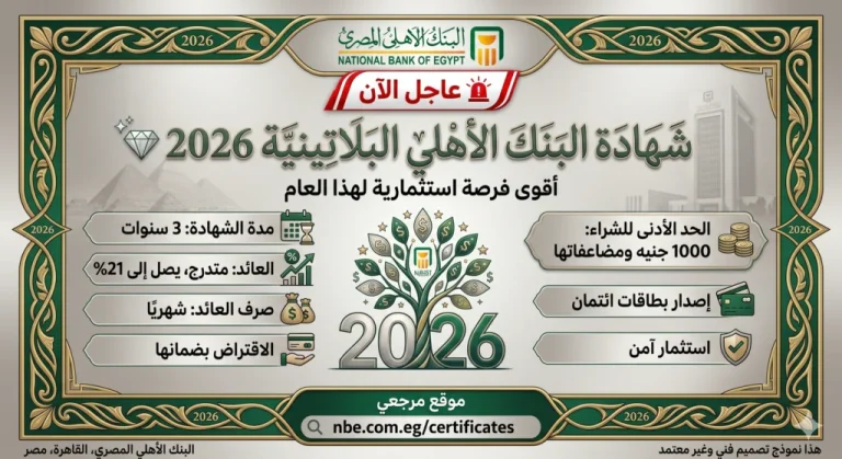 شهادة البنك الأهلي البلاتينية 2026 بعائد 22% تتصدر خيارات الادخار في مصر اليوم