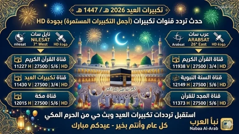 تحديث تردد قنوات تكبيرات العيد 2026 على نايل سات وعرب سات بجودة HD