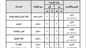 جدول امتحانات الشهادة الإعدادية بالقاهرة في نهاية العام بالتواريخ والمواعيد