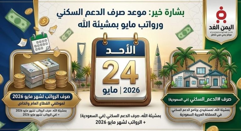 موعد إيداع الدعم السكني ورواتب شهر مايو 2026 في السعودية