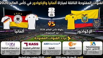 القنوات المفتوحة الناقلة لمباراة ألمانيا والإكوادور في كأس العالم 2026