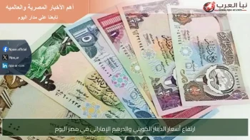 ارتفاع أسعار الدينار الكويتي والدرهم الإماراتي في مصر اليوم