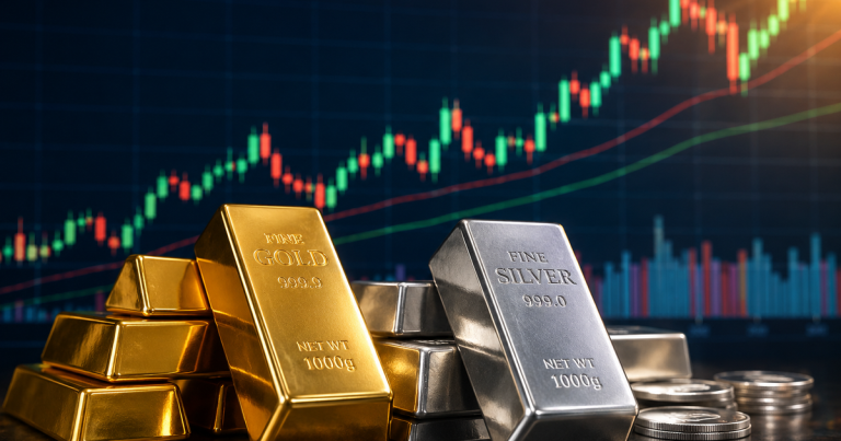 انتعشت أسعار الذهب والفضة العالمية مع انخفاض أسعار النفط والسندات الأمريكية.