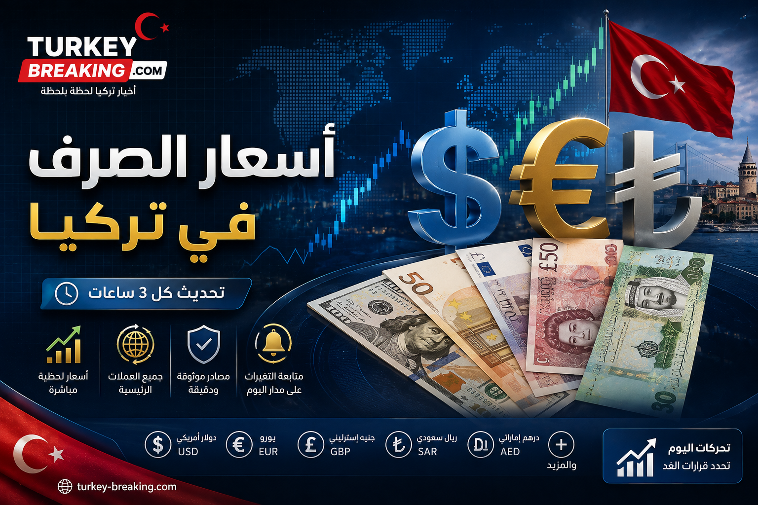 سعر صرف الليرة التركية.. مكاسب متفرقة لليرة التركية أمام العملات الرئيسية وسط استقرار حذر